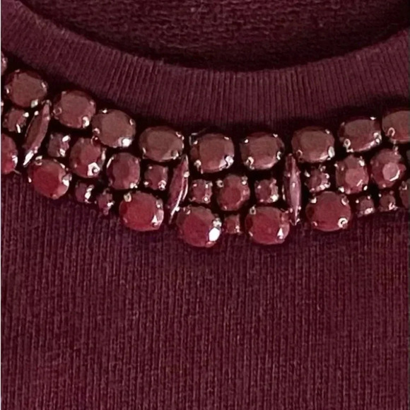 J CREW | Women’s Embellished Crewneck Sweater in 100% Cotton Wine Red Size S - Picture 6 of 8